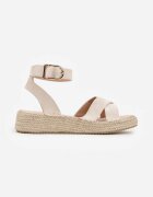 vices Sandale Bej din împletitură în stil Boho cu curele în formă de X Nahmala