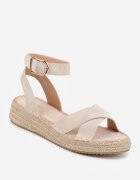vices Sandale Bej din împletitură în stil Boho cu curele în formă de X Nahmala