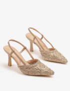 vices Sandale Bej închis Ajurate cu toc stiletto Tip Slingback Erathiela