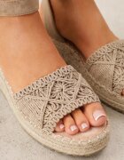 vices Sandale Bej închis cu pană cu împletitură în stil Boho Petrallea