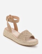 vices Sandale Bej închis cu pană cu împletitură în stil Boho Petrallea