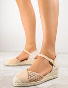 vices Sandale Bej închis cu pană împletită în stil Boho Erathria
