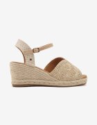vices Sandale Bej închis cu pană împletită în stil Boho Fililuna