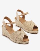 vices Sandale Bej închis cu pană împletită în stil Boho Fililuna