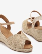 vices Sandale Bej închis cu pană împletită în stil Boho Fililuna