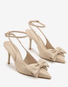 vices Sandale Bej închis cu toc cui Slingback Decorate cu fundiță Tilvanea