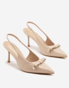 vices Sandale Bej închis Lăcuite Cu toc cui Tip slingback Cu fundă Dorozia