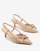 vices Sandale Bej închis Lăcuite cu toc pisică Tip slingback cu fundă Kovenna