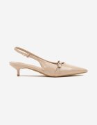 vices Sandale Bej închis Slingback cu toc cu baretă subțire pe vârf Elozira