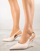 vices Sandale Bej Lăcuite cu toc Stiletto Tip Slingback Tilazea