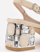 vices Sandale Bej pe Toc Decorativ Tip Slingback cu Brant din Piele Eraliora