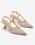 vices Sandale Bej pe toc mic Slingback cu partea superioară din plasă Lumevile