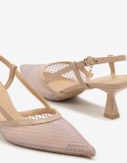 vices Sandale Bej pe toc mic Slingback cu partea superioară din plasă Lumevile
