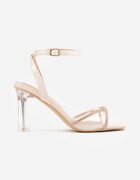 vices Sandale Bej pe Toc Transparent cu Curele cu Zirconiu Nitasea