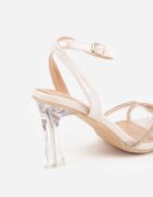vices Sandale Bej pe Toc Transparent cu Curele cu Zirconiu Nitasea