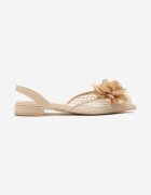 vices Sandale Bej Slingback cu Față din plasă Decorate cu Floare 3D Lilivora
