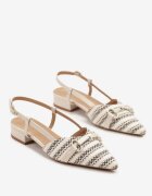 vices Sandale Bej Slingback Decorate cu Cataramă și Împletitură Nilasiela