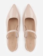 vices Sandale Bej Tip Slingback cu Branț din Piele și cu Ornament Metalic Milozi