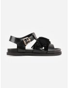 vices Sandale Boho Negre cu Mărgele Decorative și Franjuri Eluthera