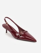 vices Sandale Bordeaux Slingback cu toc cu o curea subțire la degete Elozira