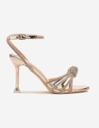 vices Sandale Champagne cu toc stiletto cu barete cu zirconii Vanarila