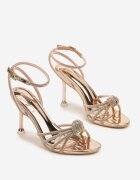 vices Sandale Champagne cu toc stiletto cu barete cu zirconii Vanarila
