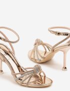 vices Sandale Champagne cu toc stiletto cu barete cu zirconii Vanarila