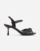 vices Sandale cu toc stiletto geometric și barete împletite Naimia Negre