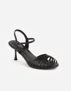 vices Sandale cu toc stiletto geometric și barete împletite Naimia Negre