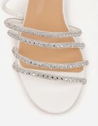 vices Sandale elegante cu toc tip clepsidră și zirconii decorative Solenne Albe
