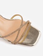 vices Sandale elegante pe toc gros decorate cu strasuri și cataramă Lastona Aurii