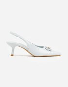 vices Sandale escarpen Albastre tip Slingback cu toc anță decorate cu aplicație metalică Lilarunea