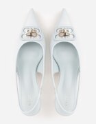 vices Sandale escarpen Albastre tip Slingback cu toc anță decorate cu aplicație metalică Lilarunea