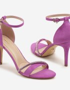 vices Sandale Fioletowe cu toc stiletto decorate cu baretă cu zirconii Linarunia