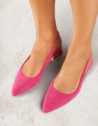 vices Sandale Fucsia cu Toc Conic cu Branț din Piele Naturală Fără Călcâi Selenis