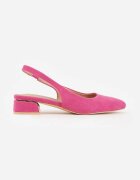 vices Sandale Fucsia cu Toc Conic cu Branț din Piele Naturală Fără Călcâi Selenis