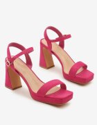 vices Sandale fucsia cu toc conic decorate cu vârf pătrat Felathiel