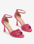 vices Sandale fucsia cu toc cui decorate cu noduri Saromelle