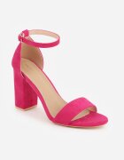 vices Sandale Fucsia cu Toc gros cu Branț din Piele Naturală Avelhira