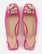 vices Sandale Fucsia cu Toc Gros Slingback cu Branț din Piele și Zirconii Nimirune