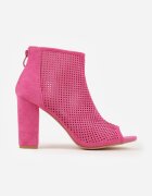 vices Sandale Fucsia Decupate din Imitatie de Piele Intorsa cu Toc Bloc Finiri