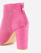 vices Sandale Fucsia Decupate din Imitatie de Piele Intorsa cu Toc Bloc Finiri