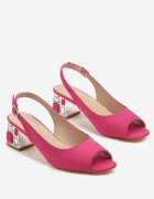 vices Sandale Fucsia pe Toc Decorativ cu Brant din Piele Naturală Natiera