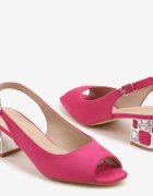 vices Sandale Fucsia pe Toc Decorativ cu Brant din Piele Naturală Natiera