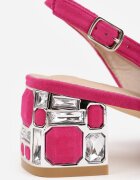 vices Sandale Fucsia pe Toc Ornamentat Tip Slingback cu Brant din piele Eraliora