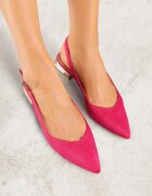 vices Sandale Fucsia Slingback cu Branț din Piele Naturală Galeresa
