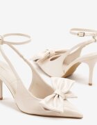 vices Sandale Lăcuite Bej cu Toc Stiletto cu Fundă Mare Fără Călcâi Velozia