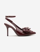 vices Sandale Lăcuite Bordo cu toc stiletto cu fundă mare fără călcâi Velozia