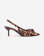 vices Sandale leopard cu toc stiletto Slingback ornate cu fundă Nilendria
