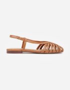 vices Sandale Maro Peep Toe cu Talpă Plată cu Barete Subțiri Nadalila